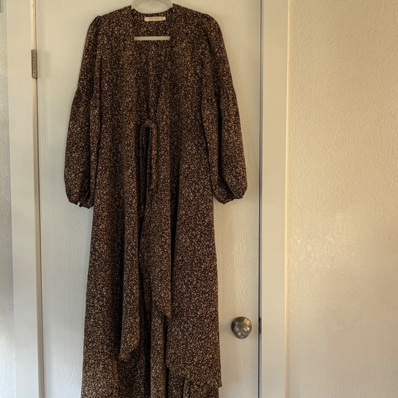 Christy Dawn Women’s Brown Floral Maxi Open Dress Size Small - Picture 11 of 12